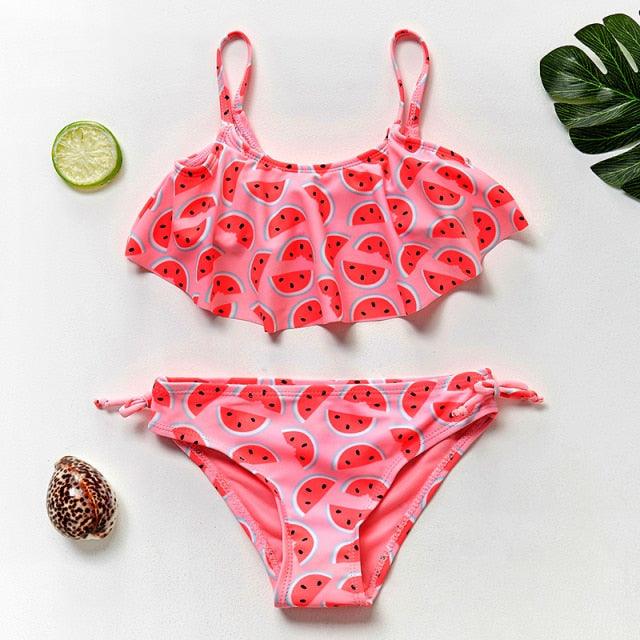 3-16Y Cartoon Two-piece Girls Swimwear Ruffle Swimsuit Bikini Set One Shoulder Beachwear Princess Two Piece Bathing Suit Children Swimwear Girls Swimsuit Bikini Set Stevvex