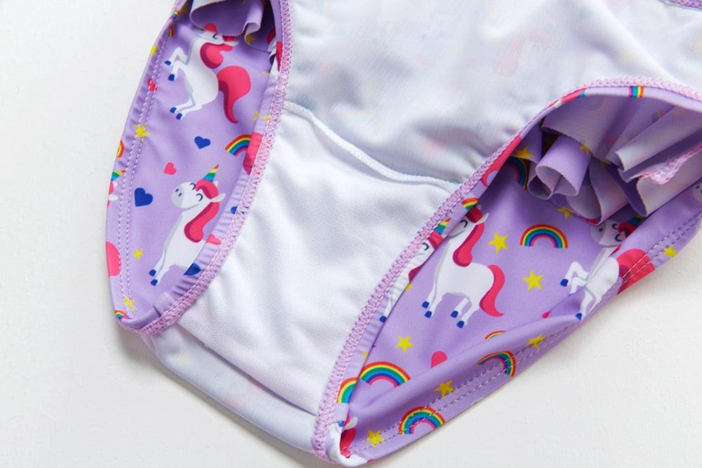 3-16Y Cartoon Two-piece Girls Swimwear Ruffle Swimsuit Bikini Set One Shoulder Beachwear Princess Two Piece Bathing Suit Children Swimwear Girls Swimsuit Bikini Set Stevvex