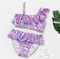 3-16Y Cartoon Two-piece Girls Swimwear Ruffle Swimsuit Bikini Set One Shoulder Beachwear Princess Two Piece Bathing Suit Children Swimwear Girls Swimsuit Bikini Set Stevvex