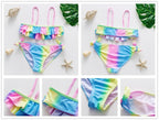 3-16Y Cartoon Two-piece Girls Swimwear Ruffle Swimsuit Bikini Set One Shoulder Beachwear Princess Two Piece Bathing Suit Children Swimwear Girls Swimsuit Bikini Set Stevvex