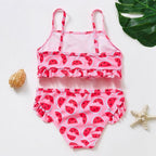 3-16Y Cartoon Two-piece Girls Swimwear Ruffle Swimsuit Bikini Set One Shoulder Beachwear Princess Two Piece Bathing Suit Children Swimwear Girls Swimsuit Bikini Set Stevvex