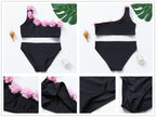 3-16Y Cartoon Two-piece Girls Swimwear Ruffle Swimsuit Bikini Set One Shoulder Beachwear Princess Two Piece Bathing Suit Children Swimwear Girls Swimsuit Bikini Set Stevvex