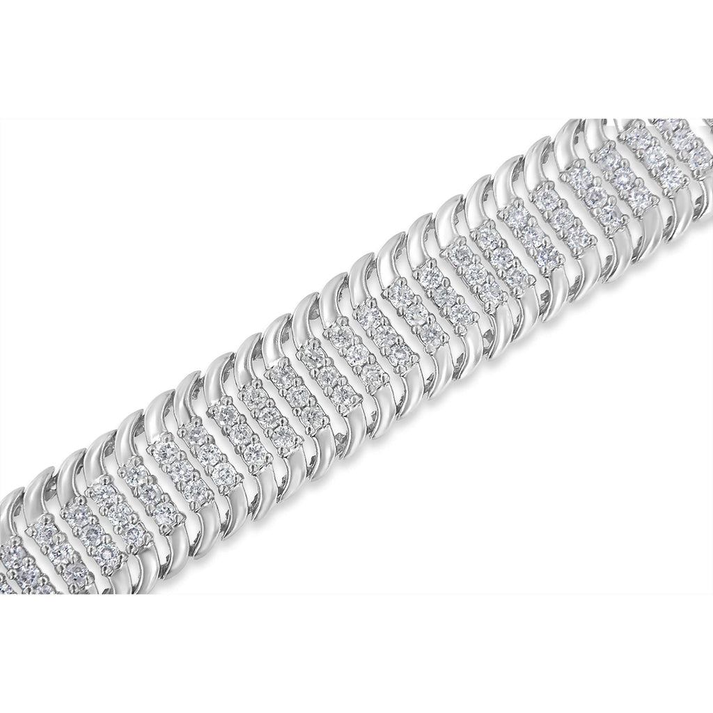 14K White Gold 5.0 Cttw Round Brilliant Cut Diamond 7" S Wave Serpentine Tennis Bracelet (H-I Color, I1-I2 Clarity) Lootquake LLC