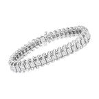 14K White Gold 5.0 Cttw Princess Cut Diamond 7" Invisible Set Wavy S-Link Tennis Bracelet (G-H Color, SI1-SI2 Clarity) Lootquake LLC
