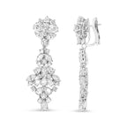 18K White Gold 9 1/2 Cttw Diamond Cluster Drop Dangle Clip-On Earrings (F-G Color, VS1-VS2 Clarity) Lootquake LLC