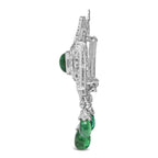 18K 2 3/4 Cttw Diamond and Emerald Dangle Art Deco Shield Brooch Pin Pendant (G-H Color, VS1-VS2 Clarity) CHAIN NOT INCLUDED Lootquake LLC