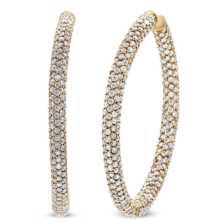 18K Rose Gold 6.90 Cttw Pave Set Diamond Inside Out Eternity Hoop Earrings (F-G Color, VS1-VS2 Clarity) Lootquake LLC