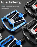 3 Bearings Bicycle Pedals Ultralight Anti-Slip Road Bike Pedal Cycling Sealed Bearing Bike Pedals Mountain Bike Pedals Composite Bearing Bicycle Pedals With Wide Flat Platform Stevvex