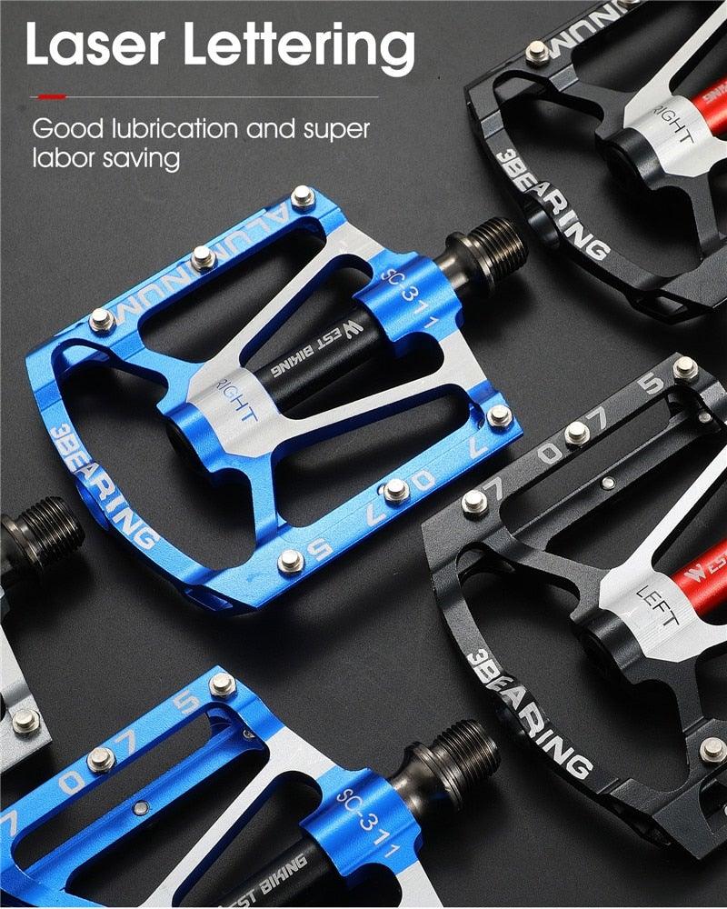 3 Bearings Bicycle Pedals Ultralight Anti-Slip Road Bike Pedal Cycling Sealed Bearing Bike Pedals Mountain Bike Pedals Composite Bearing Bicycle Pedals With Wide Flat Platform Stevvex