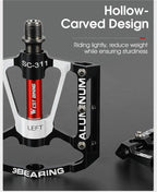 3 Bearings Bicycle Pedals Ultralight Anti-Slip Road Bike Pedal Cycling Sealed Bearing Bike Pedals Mountain Bike Pedals Composite Bearing Bicycle Pedals With Wide Flat Platform Stevvex