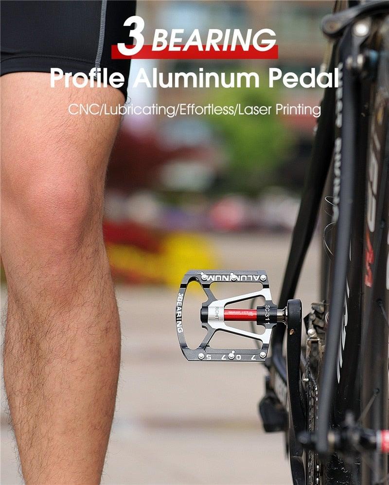 3 Bearings Bicycle Pedals Ultralight Anti-Slip Road Bike Pedal Cycling Sealed Bearing Bike Pedals Mountain Bike Pedals Composite Bearing Bicycle Pedals With Wide Flat Platform Stevvex