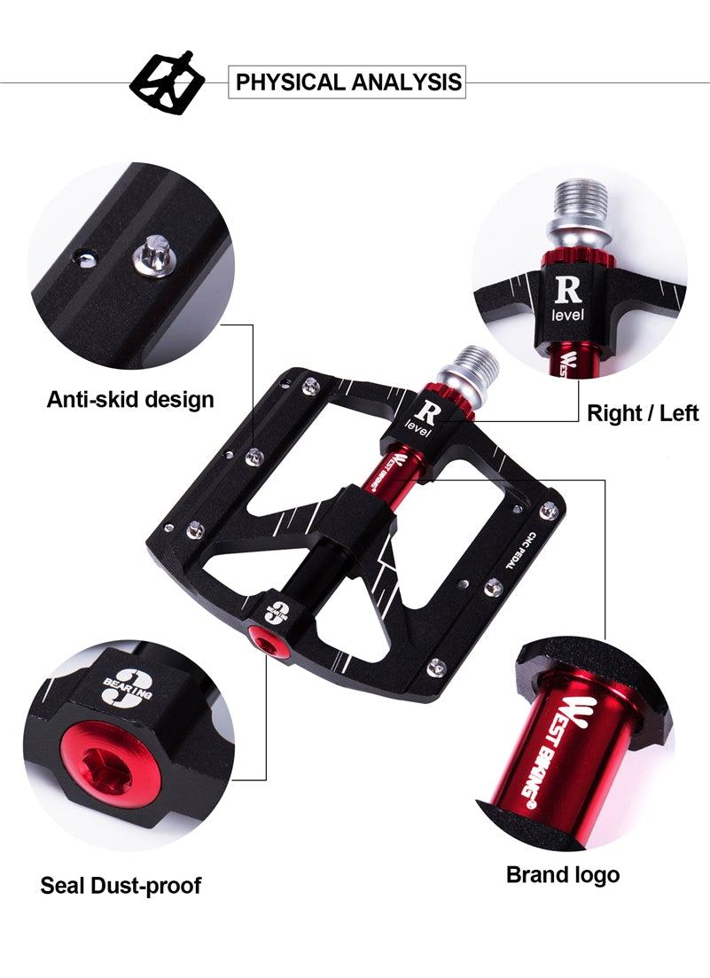3 Bearings Bicycle Pedals Ultralight Anti-Slip Road Pedal Cycling Sealed Bearing Bike Pedals Accessories Bearings Pedals For Bicycle Lightweight Bicycle Pedals Of Road Bikes Stevvex