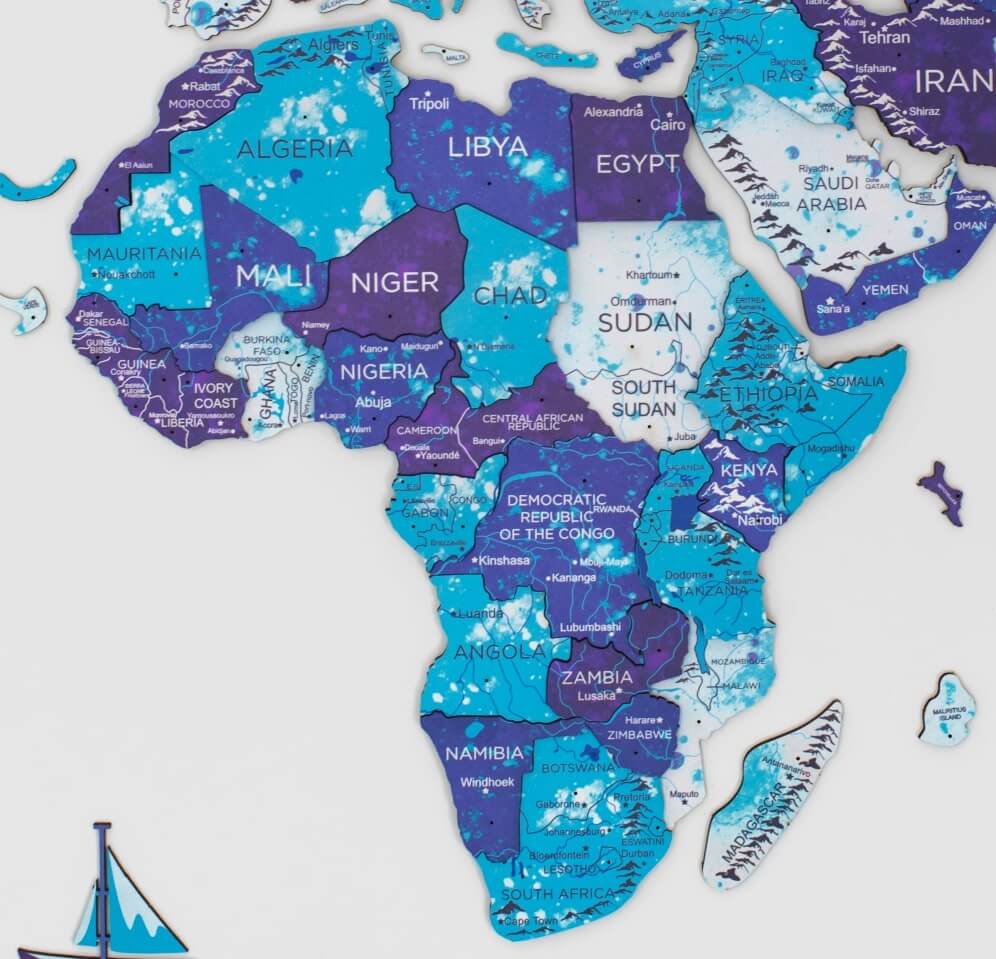 3D Wooden World Map Ocean - SJB-DIAMOND ELITES