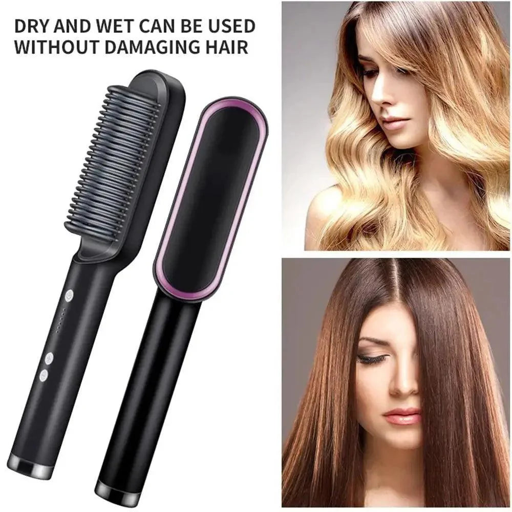 3 IN 1 Multifunctional Hair Straightener Comb Hair Black Red Straightening Brush Portable Comb Fast Heating Men Beard Straightener For Traveling Perfect Gift For Adults Stevvex