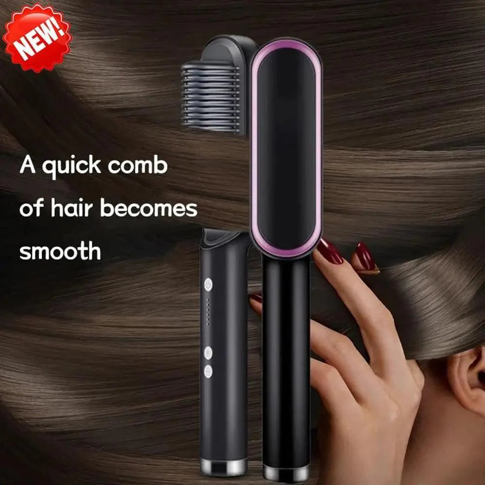 3 IN 1 Multifunctional Hair Straightener Comb Hair Black Red Straightening Brush Portable Comb Fast Heating Men Beard Straightener For Traveling Perfect Gift For Adults Stevvex
