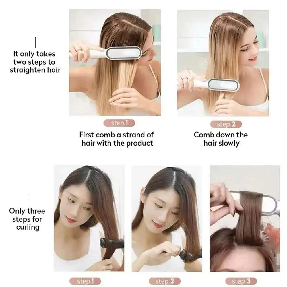 3 IN 1 Multifunctional Hair Straightener Comb Hair Black Red Straightening Brush Portable Comb Fast Heating Men Beard Straightener For Traveling Perfect Gift For Adults Stevvex