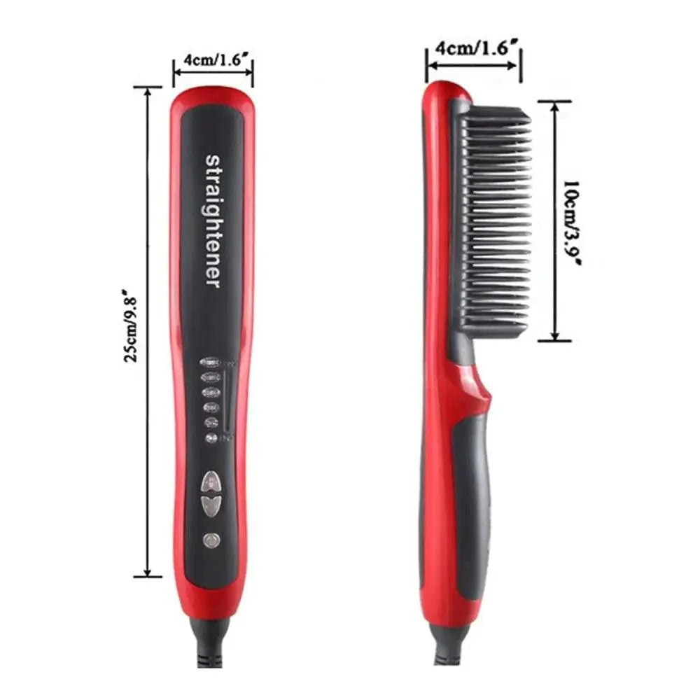 3 IN 1 Multifunctional Hair Straightener Comb Hair Black Red Straightening Brush Portable Comb Fast Heating Men Beard Straightener For Traveling Perfect Gift For Adults Stevvex