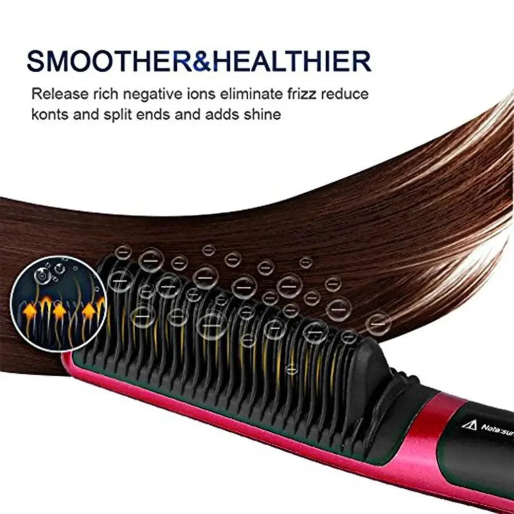 3 IN 1 Multifunctional Hair Straightener Comb Hair Black Red Straightening Brush Portable Comb Fast Heating Men Beard Straightener For Traveling Perfect Gift For Adults Stevvex
