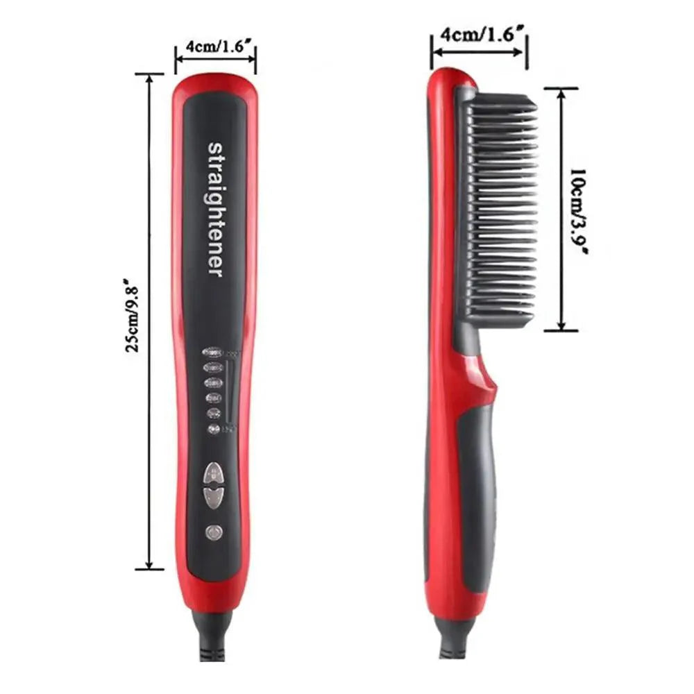 3 IN 1 Multifunctional Hair Straightener Comb Hair Black Red Straightening Brush Portable Comb Fast Heating Men Beard Straightener For Traveling Perfect Gift For Adults Stevvex