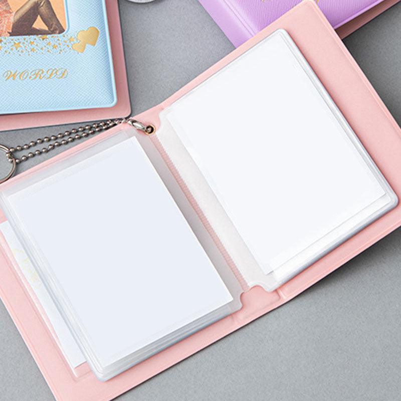3 Inch Mini Photo Album 32 Pockets Square Hollow Card Holder Bronzing Stars Picture Storage Case PVC Photocard Holder DIY Photo Albums Birthday Gift Family Scrapbook Albums Family Anniversary Gift For Couple Stevvex