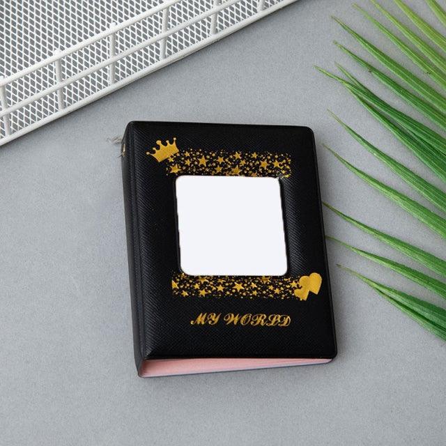 3 Inch Mini Photo Album 32 Pockets Square Hollow Card Holder Bronzing Stars Picture Storage Case PVC Photocard Holder DIY Photo Albums Birthday Gift Family Scrapbook Albums Family Anniversary Gift For Couple Stevvex