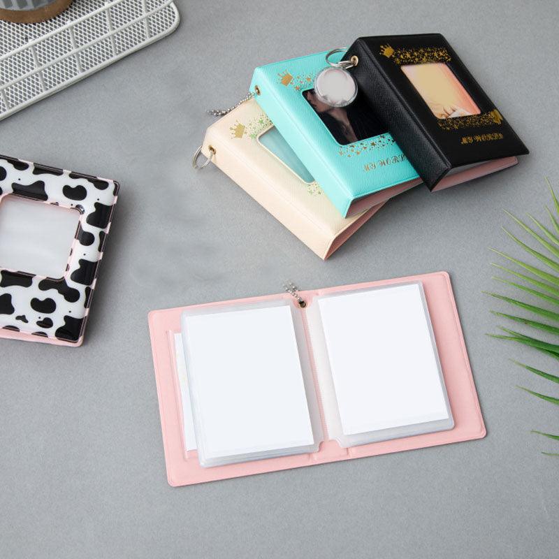 3 Inch Mini Photo Album 32 Pockets Square Hollow Card Holder Bronzing Stars Picture Storage Case PVC Photocard Holder DIY Photo Albums Birthday Gift Family Scrapbook Albums Family Anniversary Gift For Couple Stevvex