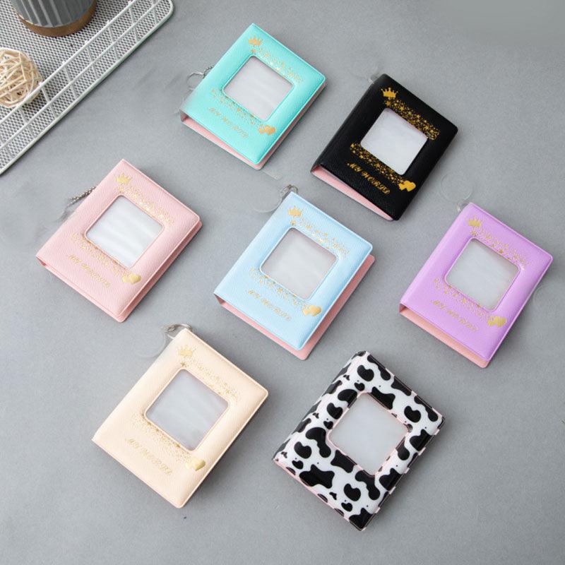 3 Inch Mini Photo Album 32 Pockets Square Hollow Card Holder Bronzing Stars Picture Storage Case PVC Photocard Holder DIY Photo Albums Birthday Gift Family Scrapbook Albums Family Anniversary Gift For Couple Stevvex