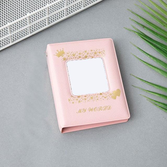 3 Inch Mini Photo Album 32 Pockets Square Hollow Card Holder Bronzing Stars Picture Storage Case PVC Photocard Holder DIY Photo Albums Birthday Gift Family Scrapbook Albums Family Anniversary Gift For Couple Stevvex