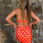 3-Piece Bikinis Suit Halter Polka Dot Swimwear Women Beachwear Women's 3 Piece Bikini Set Swimsuit Cover Ups Sheer Sarongs Beach Wrap Skirt Bathing Suit Swimsuit Female Holiday Beach Skirt Bikini Set