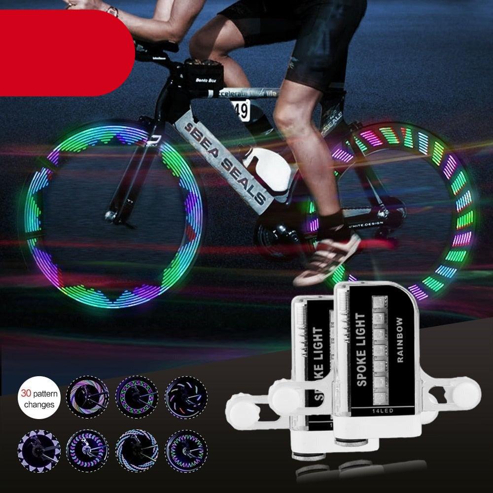 30 Pattern Bike Lights LED Bicycle Decorative Lights Riding Cool Wheels Warning LED Waterproof Bicycle Spoke Tire Light Patterns Bicycle Rim Lights For Mountain Bike Road Bikes Stevvex