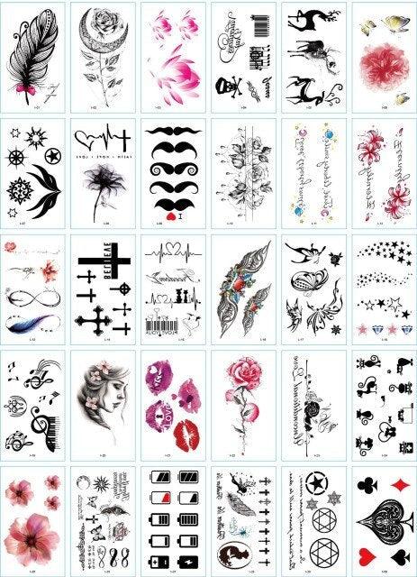 30 Pieces/set Small Luxury Temporary Tattoo Sticker Colorful Drawing Flower Cute Body Tatoo For Kids Adults Stevvex