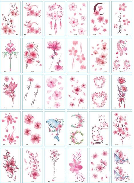 30 Pieces/set Small Luxury Temporary Tattoo Sticker Colorful Drawing Flower Cute Body Tatoo For Kids Adults Stevvex