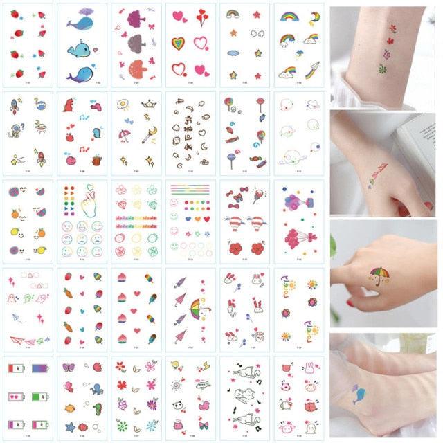 30 Pieces/set Small Luxury Temporary Tattoo Sticker Colorful Drawing Flower Cute Body Tatoo For Kids Adults Stevvex