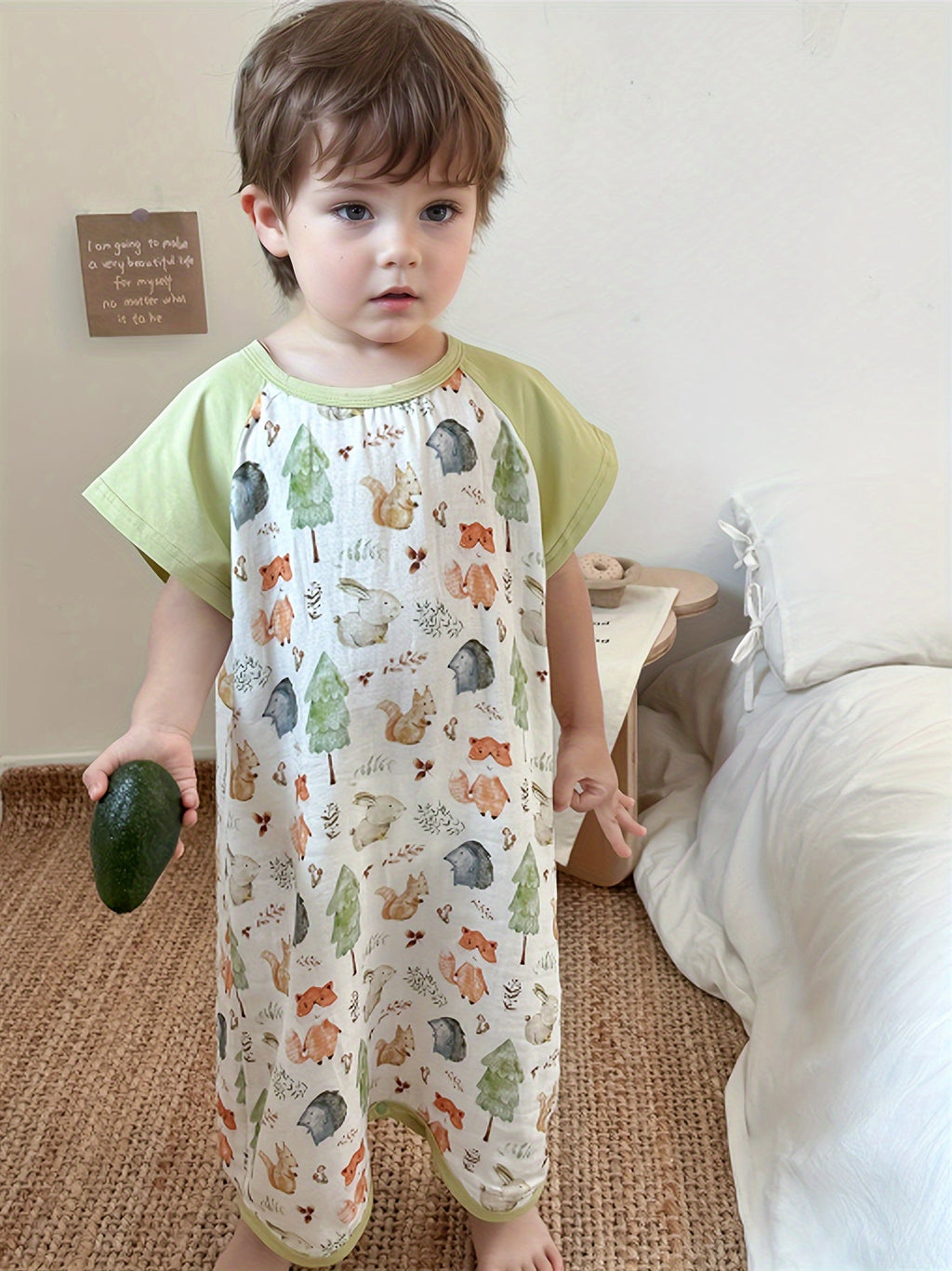 Bamboo Cotton Gauze Cute Animal Print Wearable Blanket, Summer Air Conditioning Sleep Robe