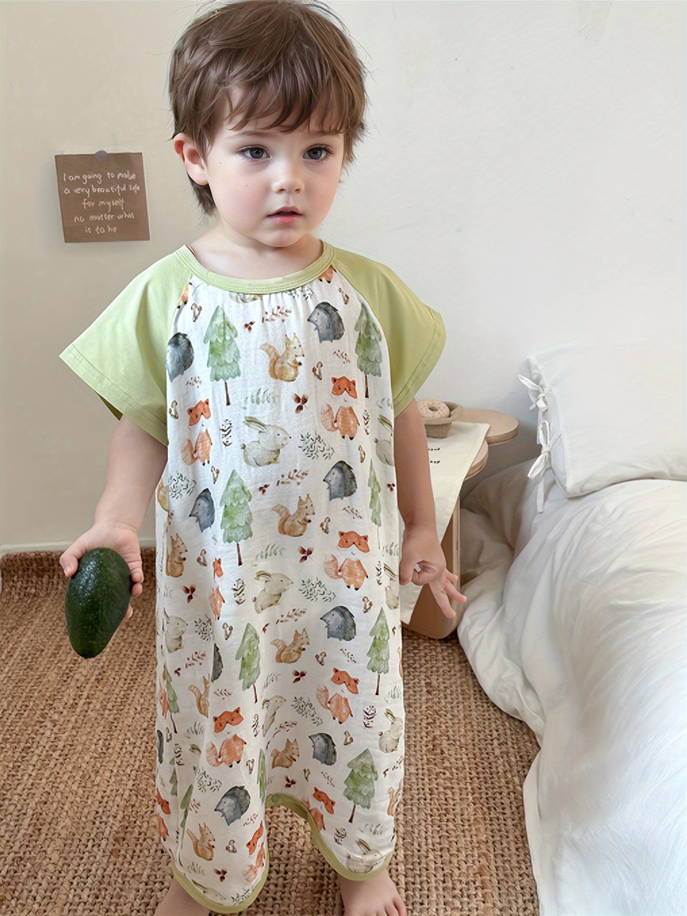 Bamboo Cotton Gauze Cute Animal Print Wearable Blanket, Summer Air Conditioning Sleep Robe