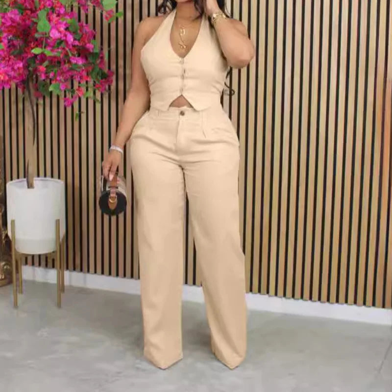 Women Elegant Two Piece Set Dashiki African Tracksuit Spring Summer Long Sleeve Vest Top and Pants Set Party Matching Sets Purplish Diva