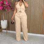 Women Elegant Two Piece Set Dashiki African Tracksuit Spring Summer Long Sleeve Vest Top and Pants Set Party Matching Sets Purplish Diva