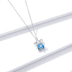 S925 Sterling Silver Blue Bear Necklace Lively And Cute Pi-Mart