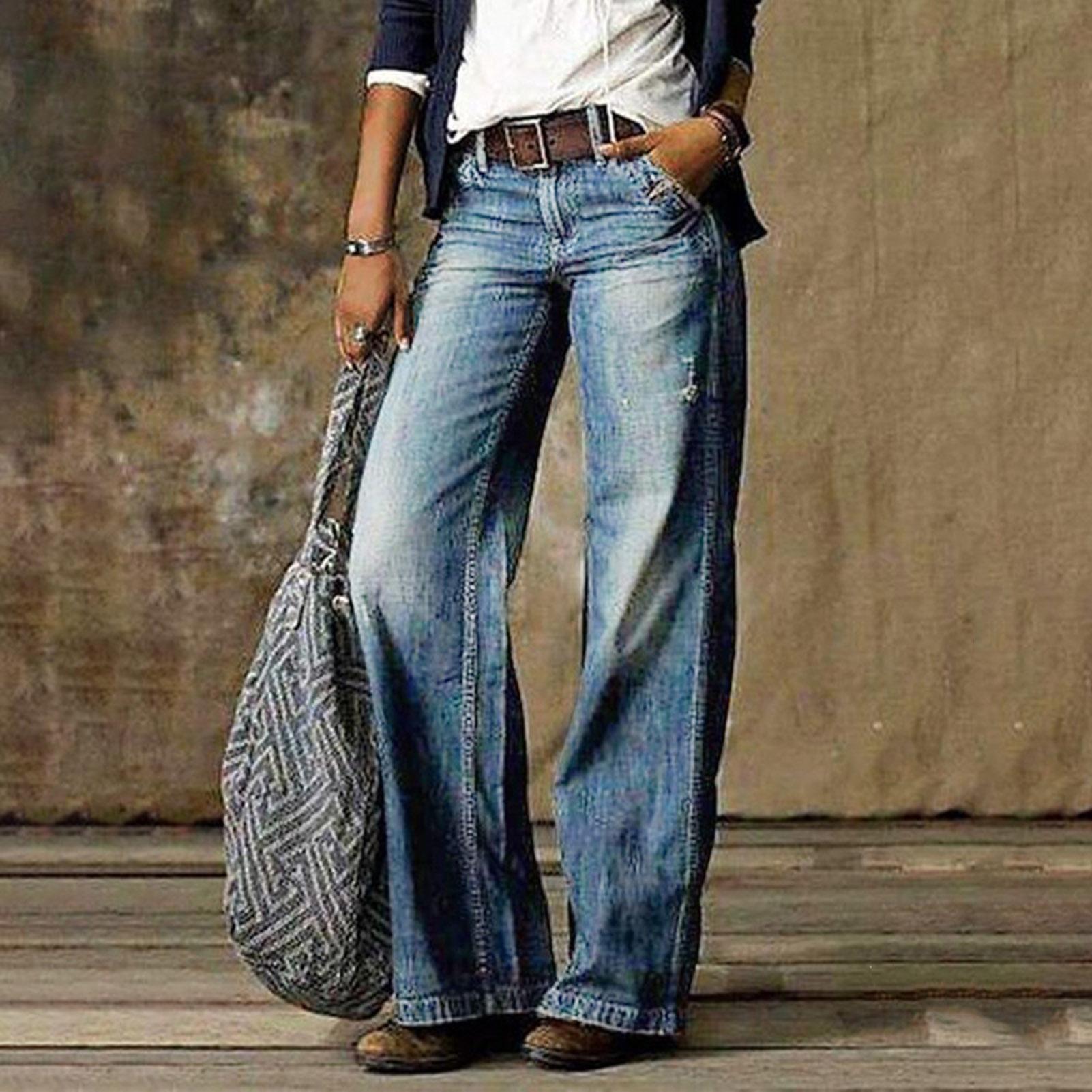 Pocket Casual Fashion Straight-Leg Jeans Pi-Mart