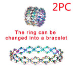 2 In 1 Folding Retractable Rings Bracelet Magic Rhinestone Rings Deformable Bracelet Women Ins Style Adjustable Fashion Jewelry Pi-Mart