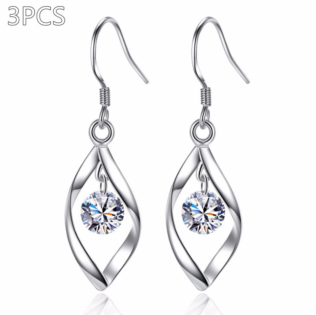 Zircon Reduction Silver Earrings Pi-Mart