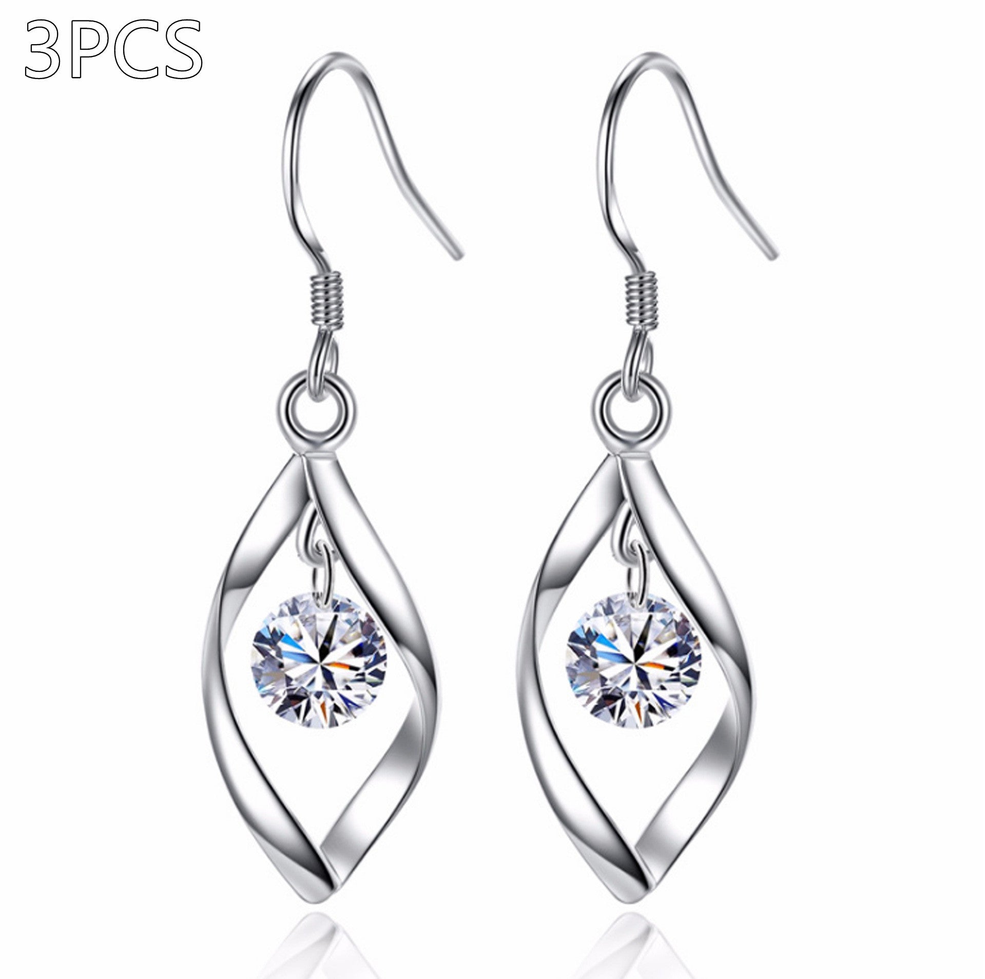 Zircon Reduction Silver Earrings Pi-Mart