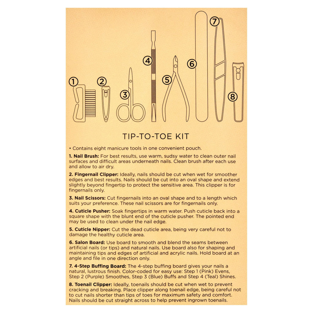 Equate Tip to Toe Personal Manicure & Pedicure Kit 8 Pieces EasyOptionXY LLC