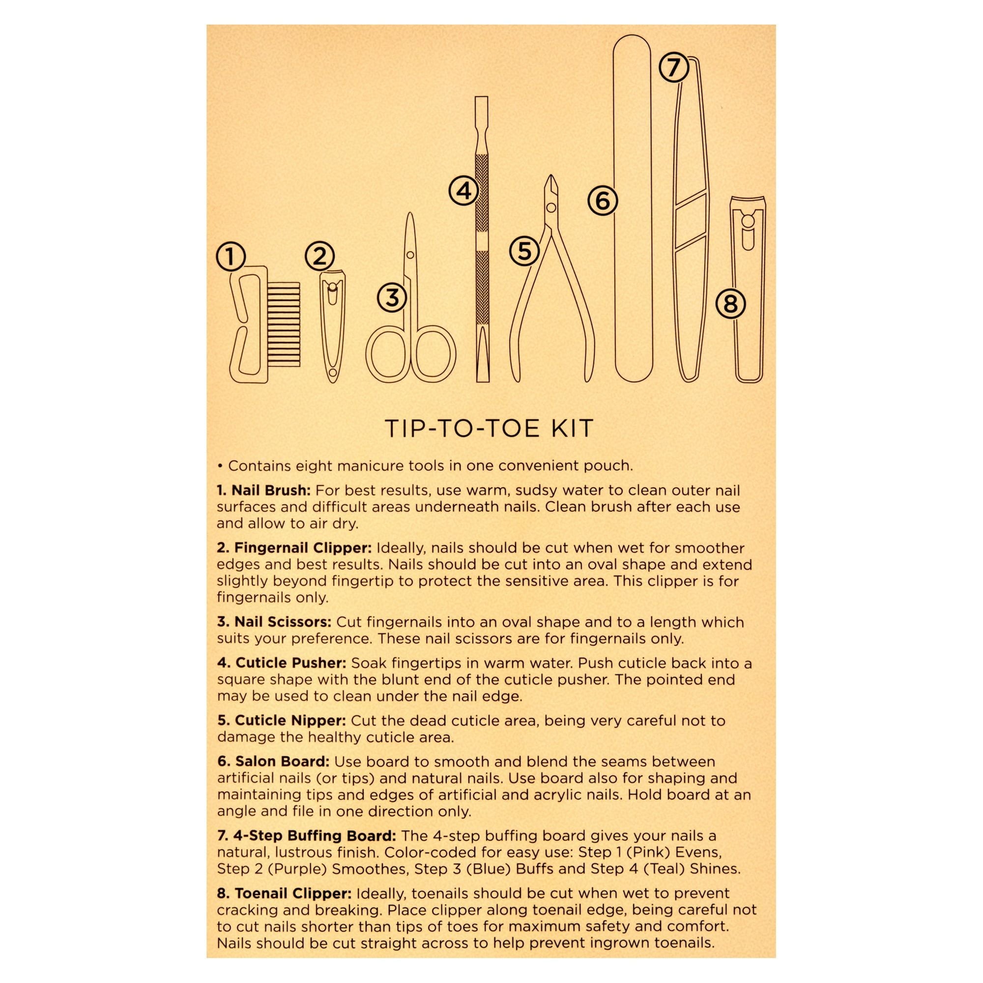 Equate Tip to Toe Personal Manicure & Pedicure Kit 8 Pieces EasyOptionXY LLC