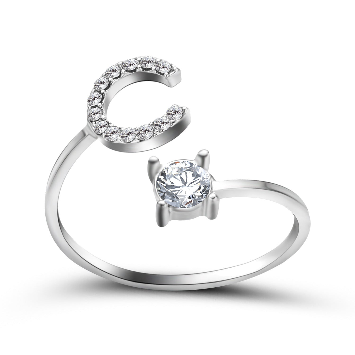 Adjustable 26 Initial Letter Ring Fashion Jewelry For Women Simple Elegant Jewelry Pi-Mart