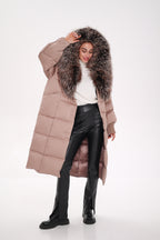 Rei Silver Fox Fully Lined Hood Down Coat in Blush - SJB-DIAMOND ELITES