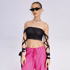 2023 New Style Womens Elastic Cross Arm Solid Color Straps Tank Top Casual Summer Ladies Slim Top - SJB-DIAMOND ELITES