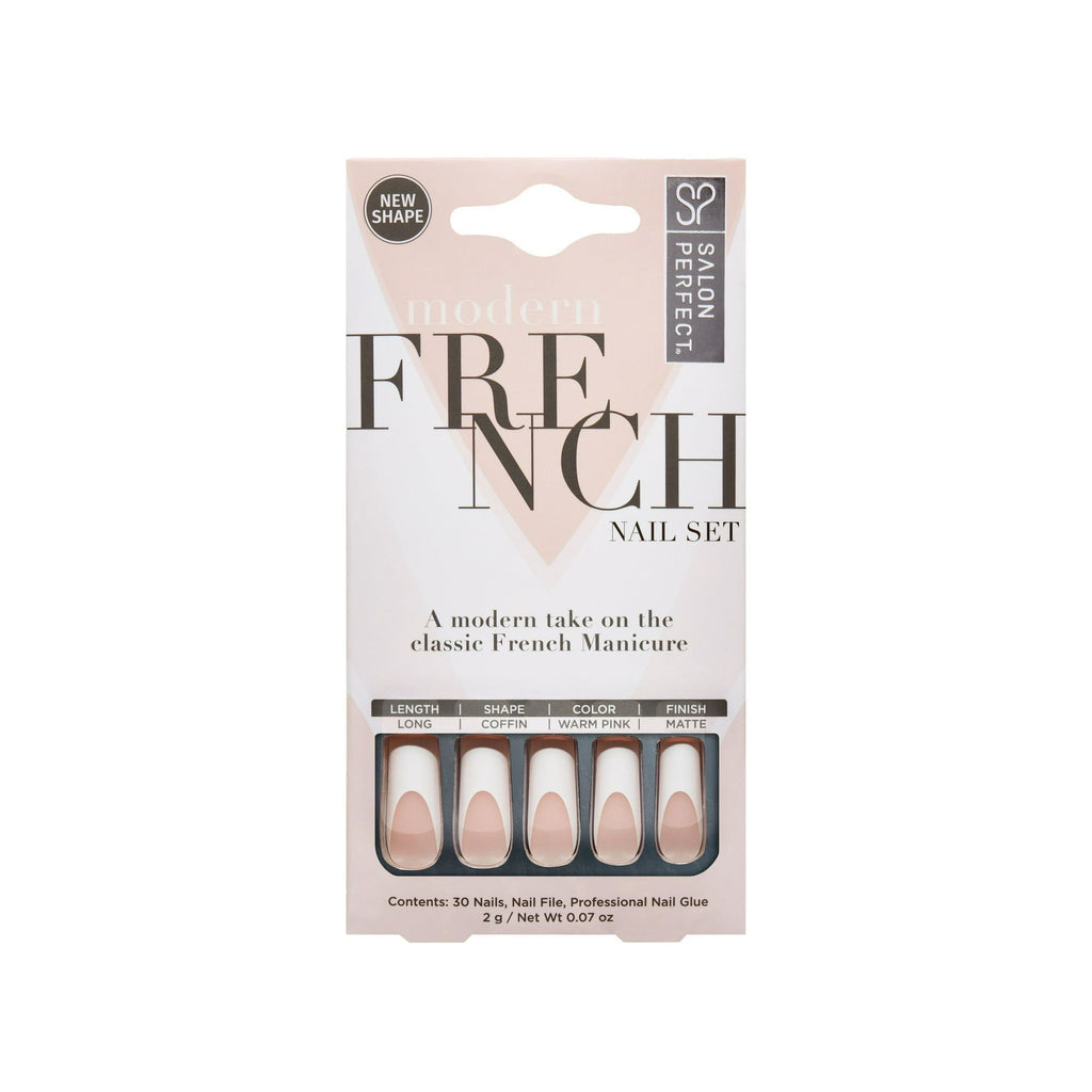 Salon Perfect Artificial Nails 156 Modern French Thick White Tip File & Glue Included 30 Nails EasyOptionXY LLC