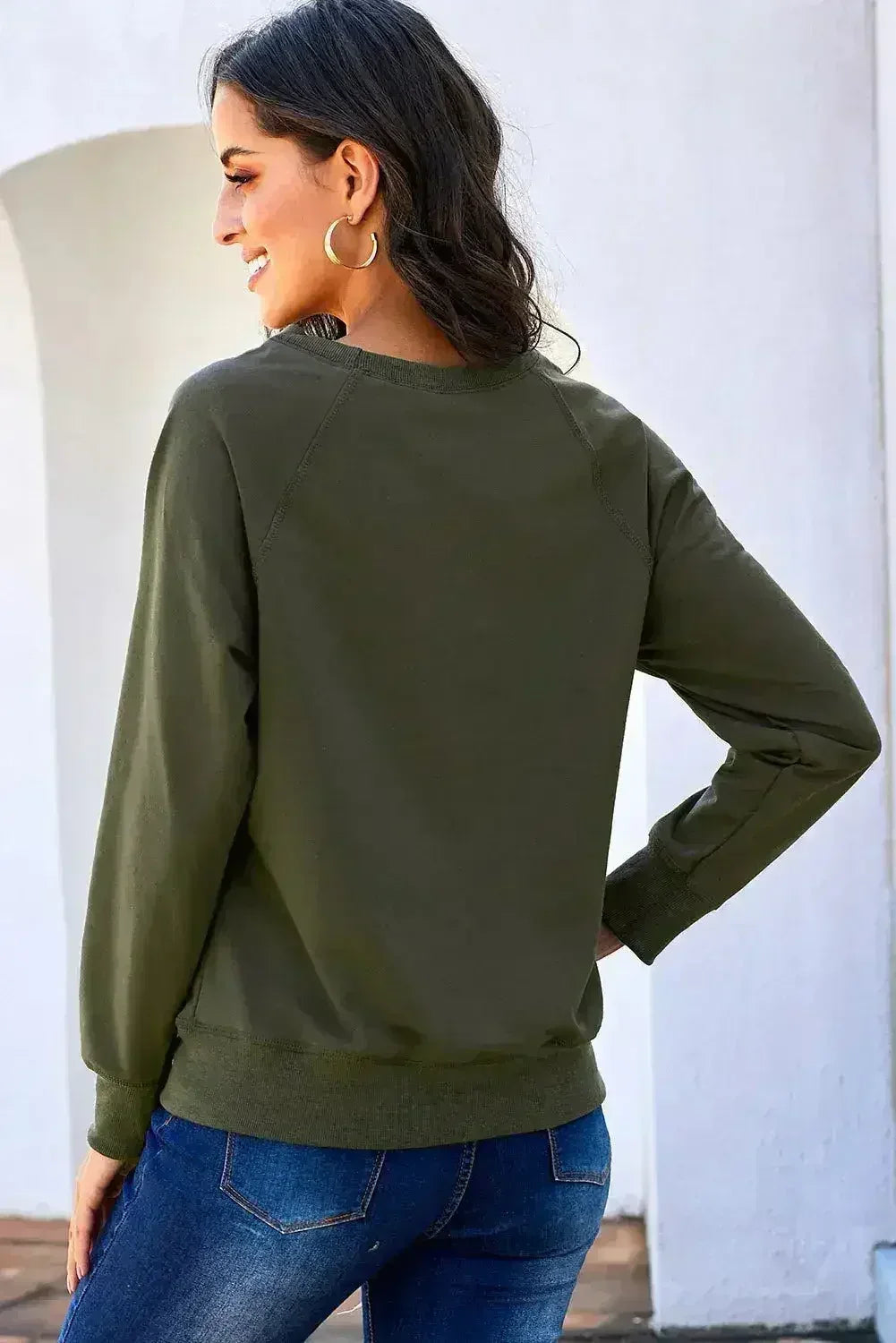 Green French Terry Cotton Blend Sweatshirt - SJB-DIAMOND ELITES