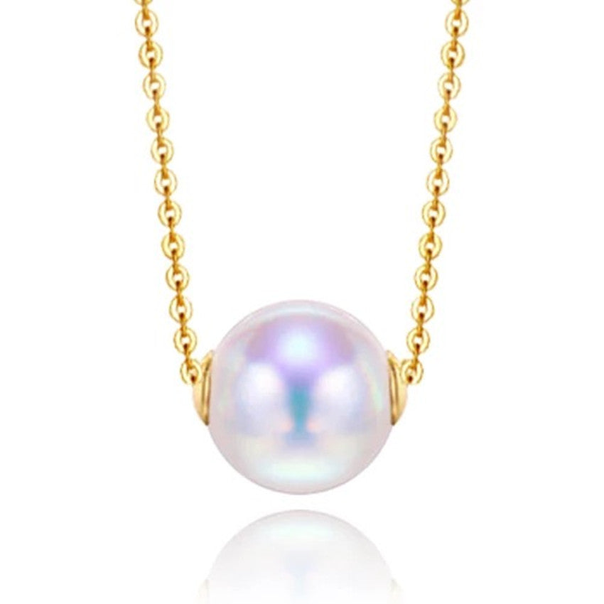 Road pass 18 K gold Akoya natural seawater pearl pendant necklace, clavicle containing 18K gold chain factory direct sales Pi-Mart